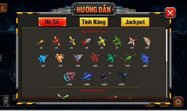 Các loại máy bay trong game Bắn Cá Đại Chiến B52 88FC
