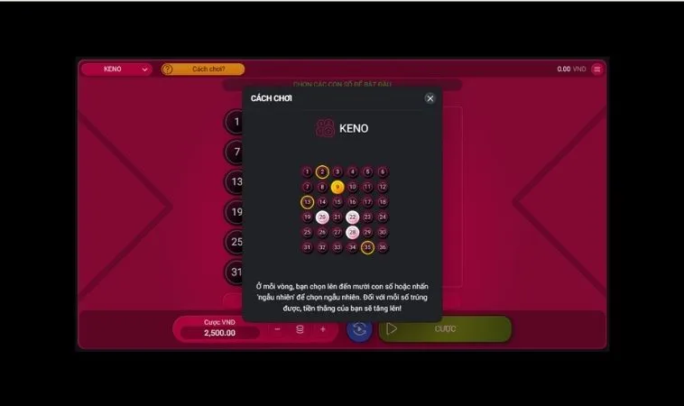 Cách chơi game nhanh Keno 88FC