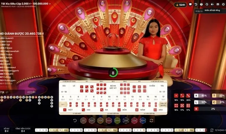 Giao diện chơi Tài Xỉu 88FC cùng dealer người thật